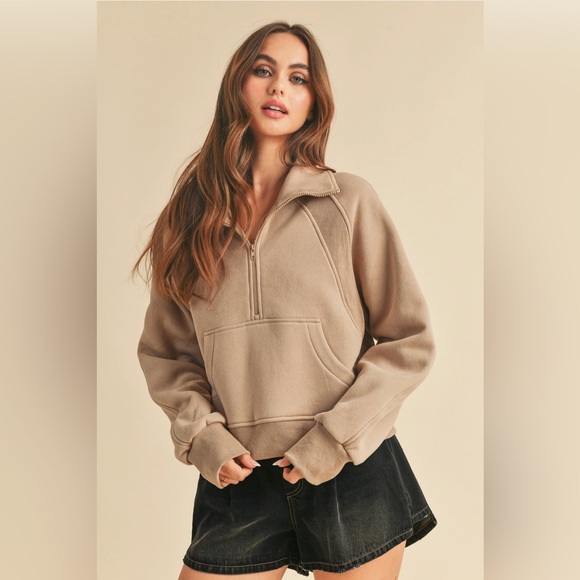 Aemi & Co Dove Funnel Neck Half Zip in Pale Blue - Picture 3 of 6